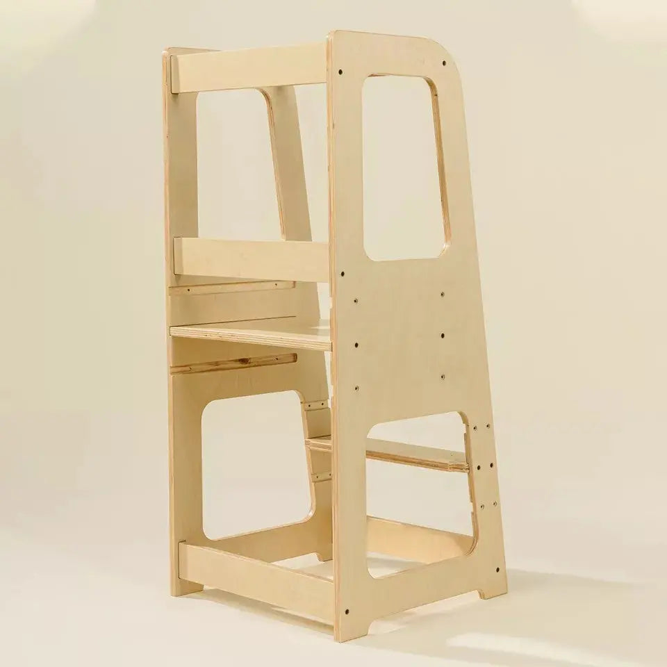 Torre montessoriana Live in legno con scivolo, protezioni laterali e altezza regolabile – sicurezza e autonomia – Woodyland