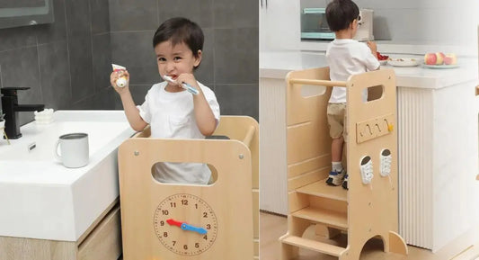 Favorisce autonomia e sicurezza in cucina e bagno. La Torre Montessori in legno è ideale per imparare giocando! Scopri tutti i benefici per tuo figlio.